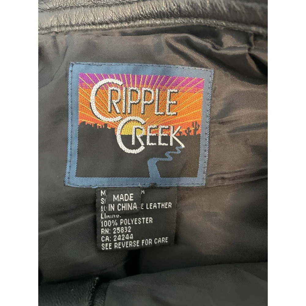 CRIPPLE CREEK Black Leather Long Straight Pants Pockets Waist 28 EUC - Picture 3 of 8